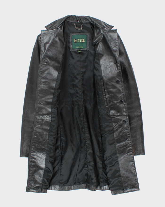 Vintage 90's Women's Danier Double Breasted Leather Trench Jacket - S