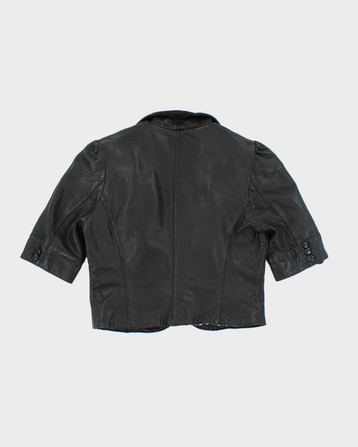 Vintage Women's Marciano Short Sleeved Cropped Leather Jacket - L