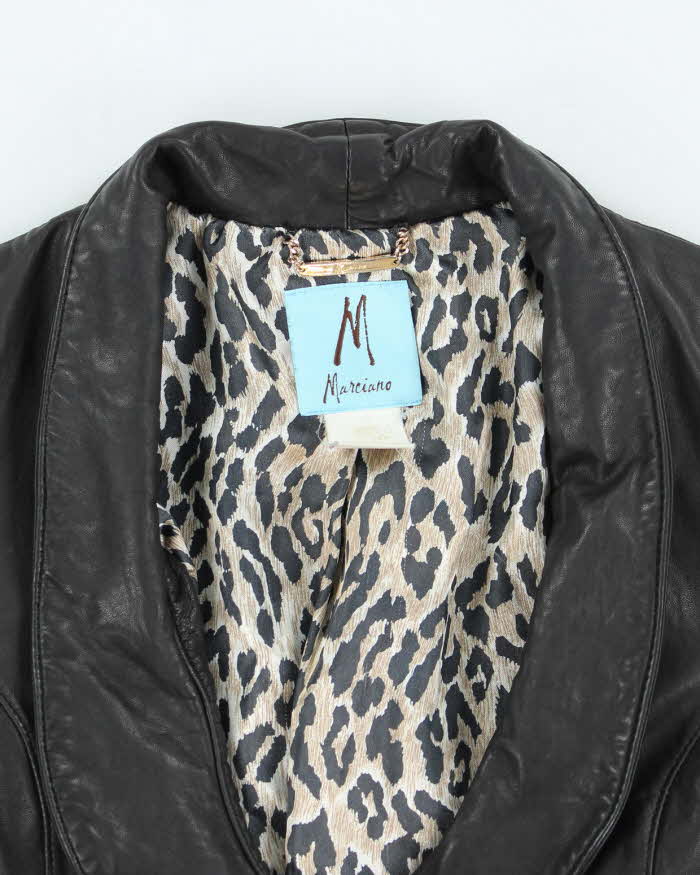 Vintage Women's Marciano Short Sleeved Cropped Leather Jacket - L