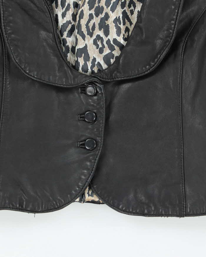 Vintage Women's Marciano Short Sleeved Cropped Leather Jacket - L