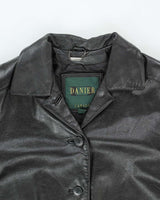 Vintage Women's Danier Button Up Leather Jacket - M