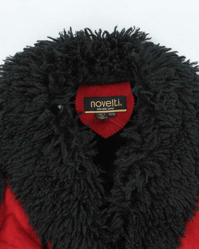 Y2k 00s Novelti Faux Suede Fur Lined Gillet - M