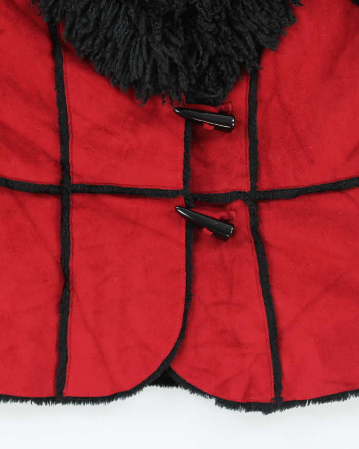 Y2k 00s Novelti Faux Suede Fur Lined Gillet - M
