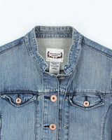 Vintage Women's Y2K Medium Wash Denim Jacket - L
