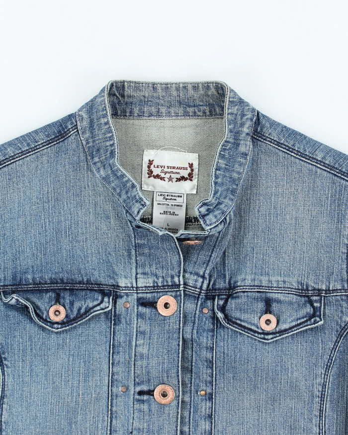 Vintage Women's Y2K Medium Wash Denim Jacket - L