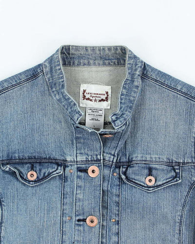 Vintage Women's Y2K Medium Wash Denim Jacket - L