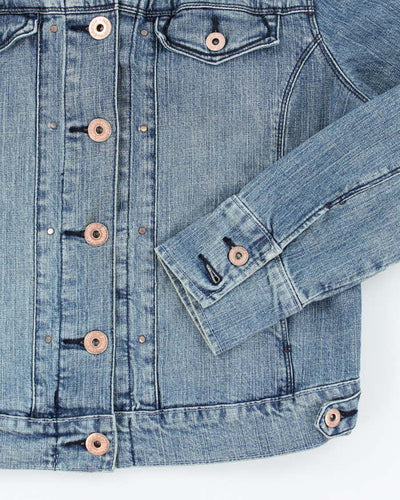 Vintage Women's Y2K Medium Wash Denim Jacket - L