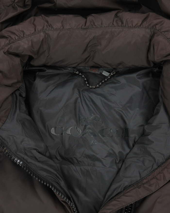 Coach Brown Duck Down Hooded Puffer Jacket - XS