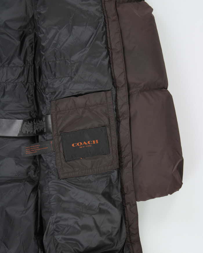 Coach Brown Duck Down Hooded Puffer Jacket - XS