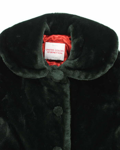 United Colors Of Benetton Green Faux Fur Coat - L