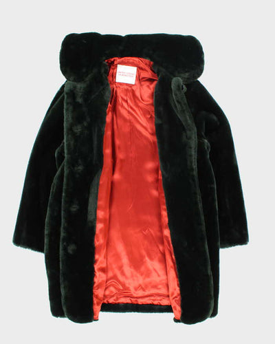 United Colors Of Benetton Green Faux Fur Coat - L