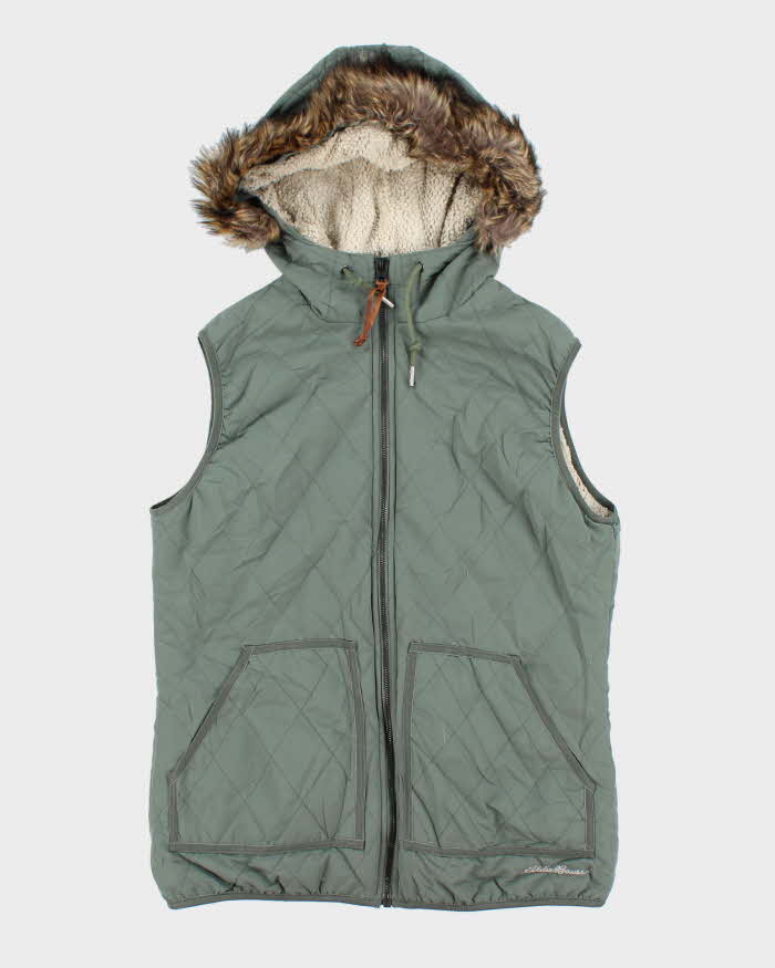Vintage 00s Eddie Bauer Green Hooded Bodywarmer - M