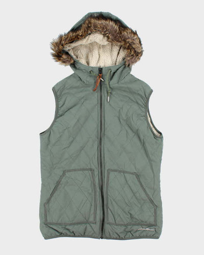 Vintage 00s Eddie Bauer Green Hooded Bodywarmer - M