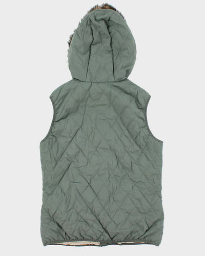 Vintage 00s Eddie Bauer Green Hooded Bodywarmer - M