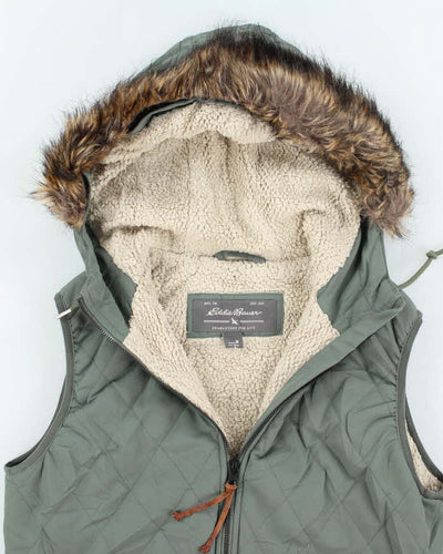 Vintage 00s Eddie Bauer Green Hooded Bodywarmer - M