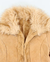 Vintage Y2k 00s Suede Faux Fur Lined Jacket - M