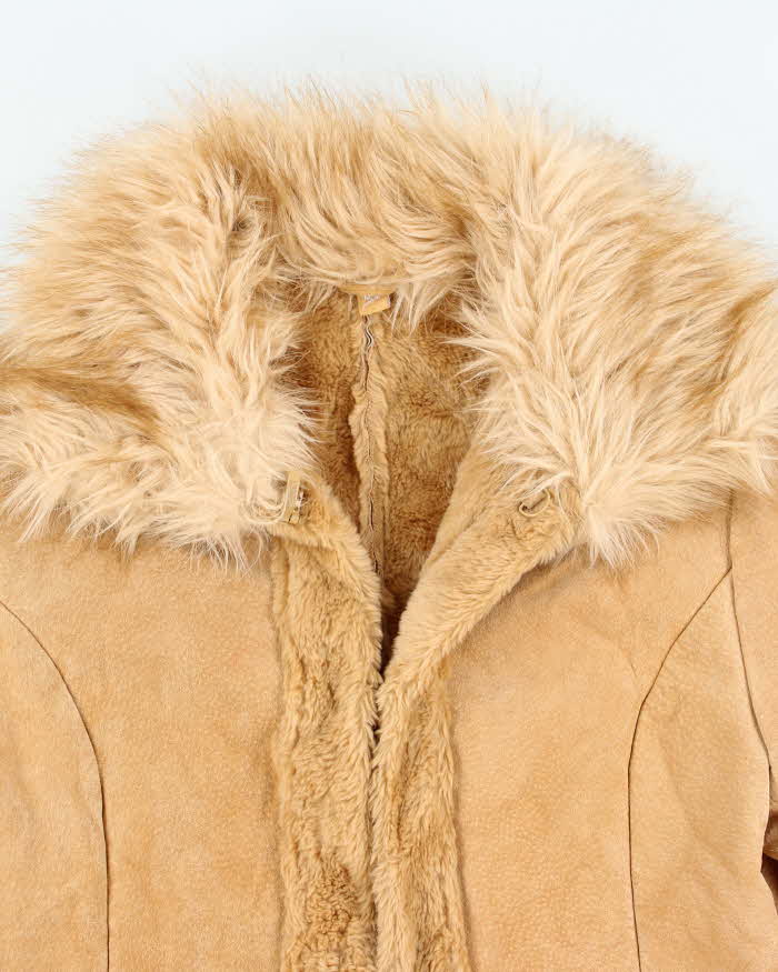 Vintage Y2k 00s Suede Faux Fur Lined Jacket - M