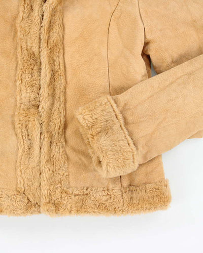 Vintage Y2k 00s Suede Faux Fur Lined Jacket - M