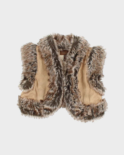 Vintage Y2k 00s Faux Fur Suede Cropped Gilet - S/M