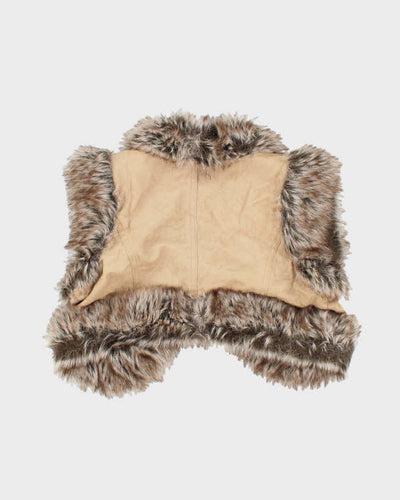Vintage Y2k 00s Faux Fur Suede Cropped Gilet - S/M