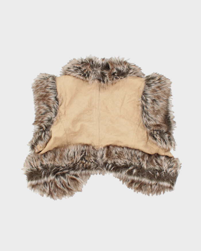 Vintage Y2k 00s Faux Fur Suede Cropped Gilet - S/M