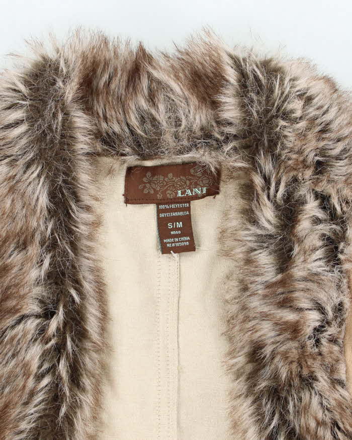 Vintage Y2k 00s Faux Fur Suede Cropped Gilet - S/M