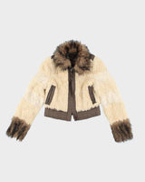 Vintage Y2k 00s Jessica Simpsons Faux Fur Wool Jacket - M