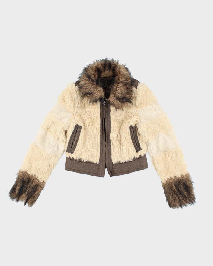 Vintage Y2k 00s Jessica Simpsons Faux Fur Wool Jacket - M