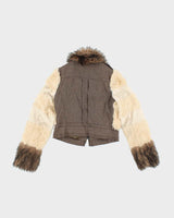 Vintage Y2k 00s Jessica Simpsons Faux Fur Wool Jacket - M