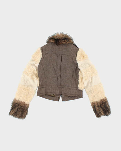 Vintage Y2k 00s Jessica Simpsons Faux Fur Wool Jacket - M