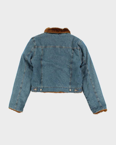 Vintage Y2k 00s Xntrik Denim Faux Fur Lined Jacket - L