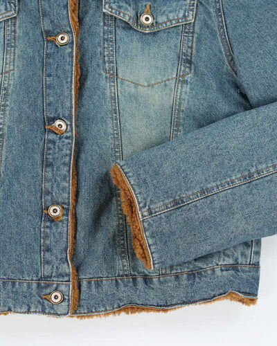 Vintage Y2k 00s Xntrik Denim Faux Fur Lined Jacket - L