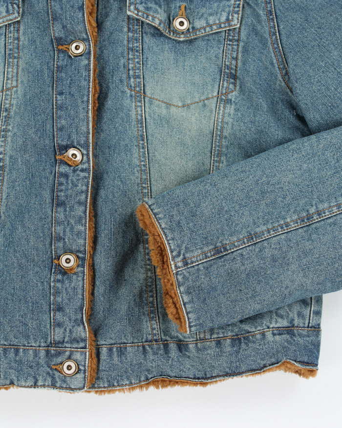 Vintage Y2k 00s Xntrik Denim Faux Fur Lined Jacket - L