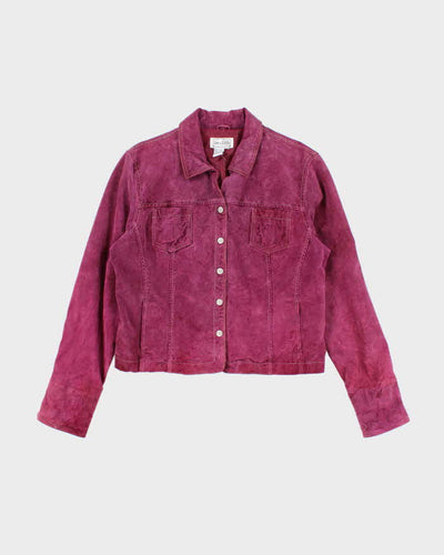 Vintage Y2k 00s Live A Little Purple Suede Jacket - L