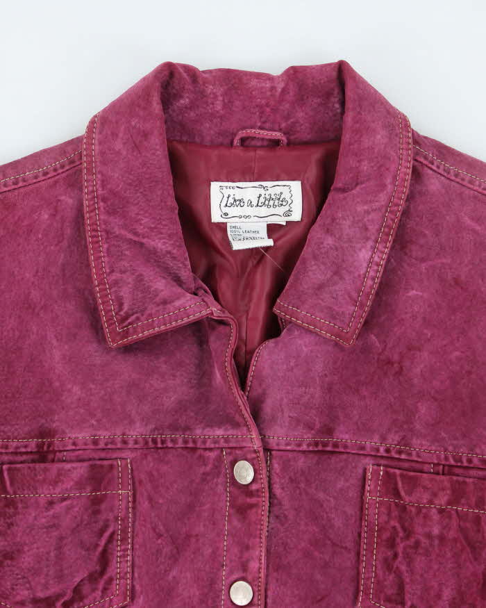 Vintage Y2k 00s Live A Little Purple Suede Jacket - L