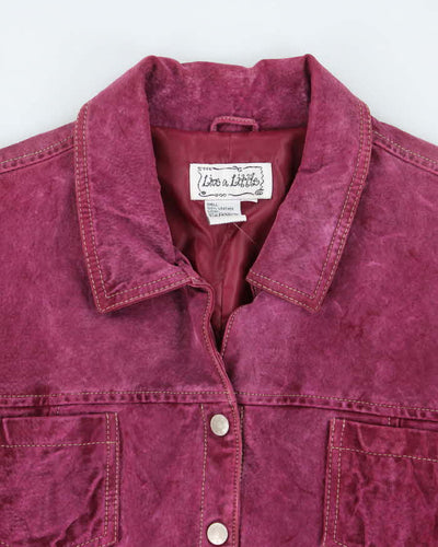 Vintage Y2k 00s Live A Little Purple Suede Jacket - L