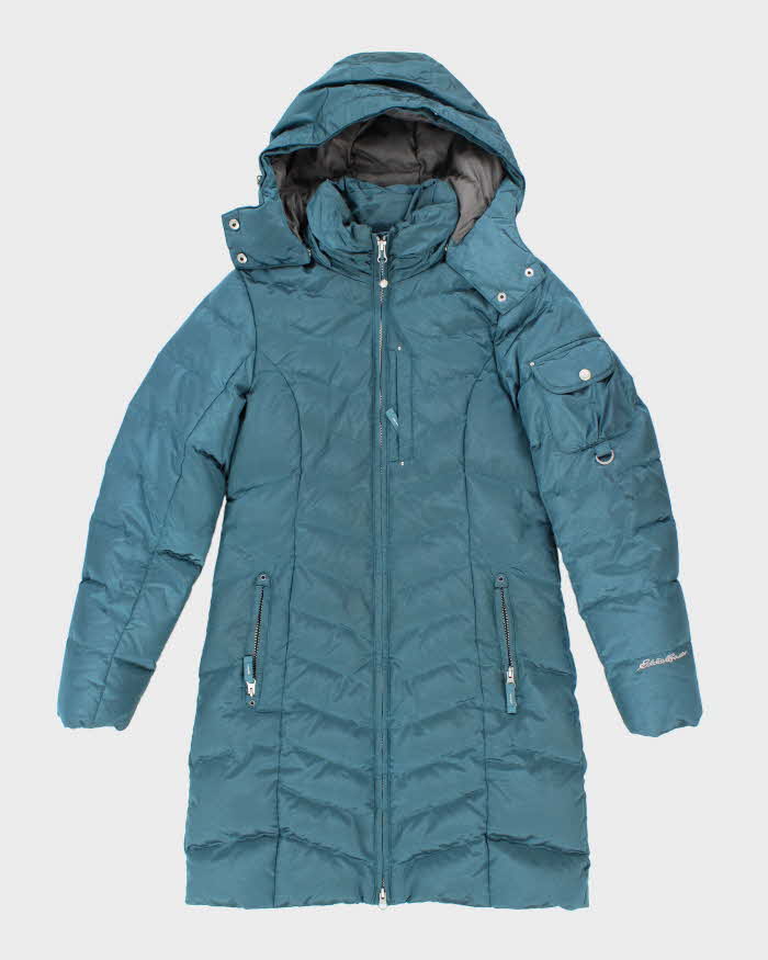 Eddie Bauer Blue Insulated Down Hooded Puffer Jacket - XS