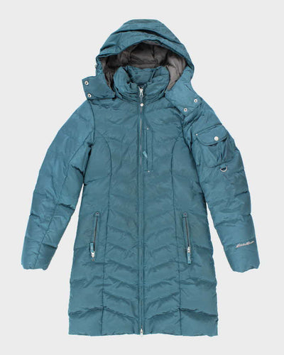 Eddie Bauer Blue Insulated Down Hooded Puffer Jacket - XS