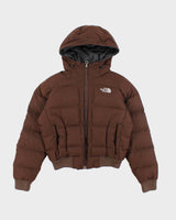 The North Face Brown Hooded Cropped Puffer Jacket - S