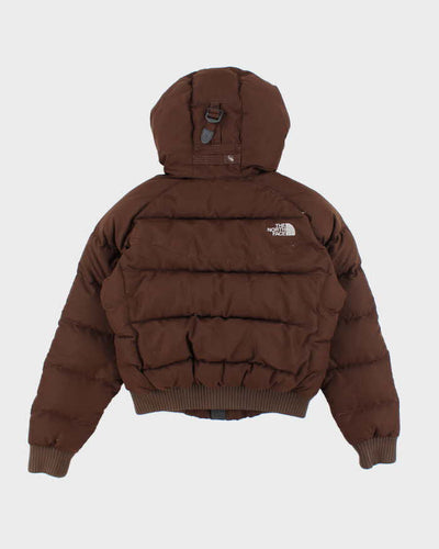 The North Face Brown Hooded Cropped Puffer Jacket - S