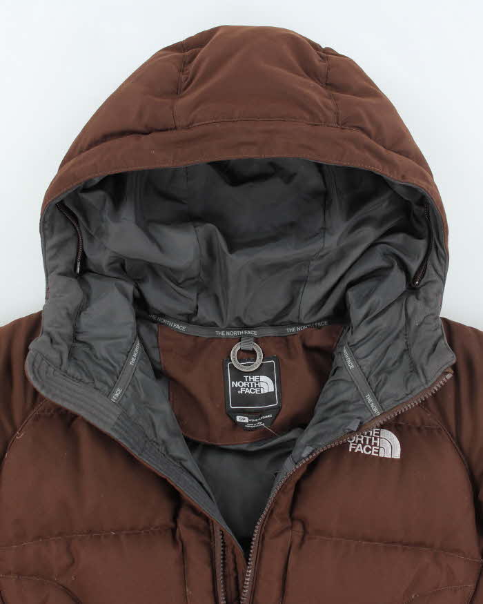 The North Face Brown Hooded Cropped Puffer Jacket - S