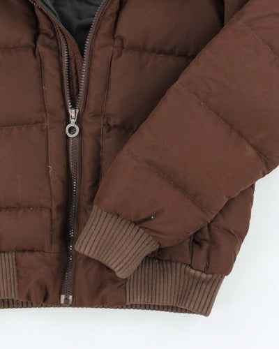 The North Face Brown Hooded Cropped Puffer Jacket - S