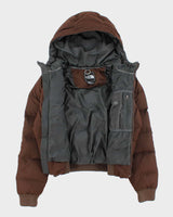 The North Face Brown Hooded Cropped Puffer Jacket - S