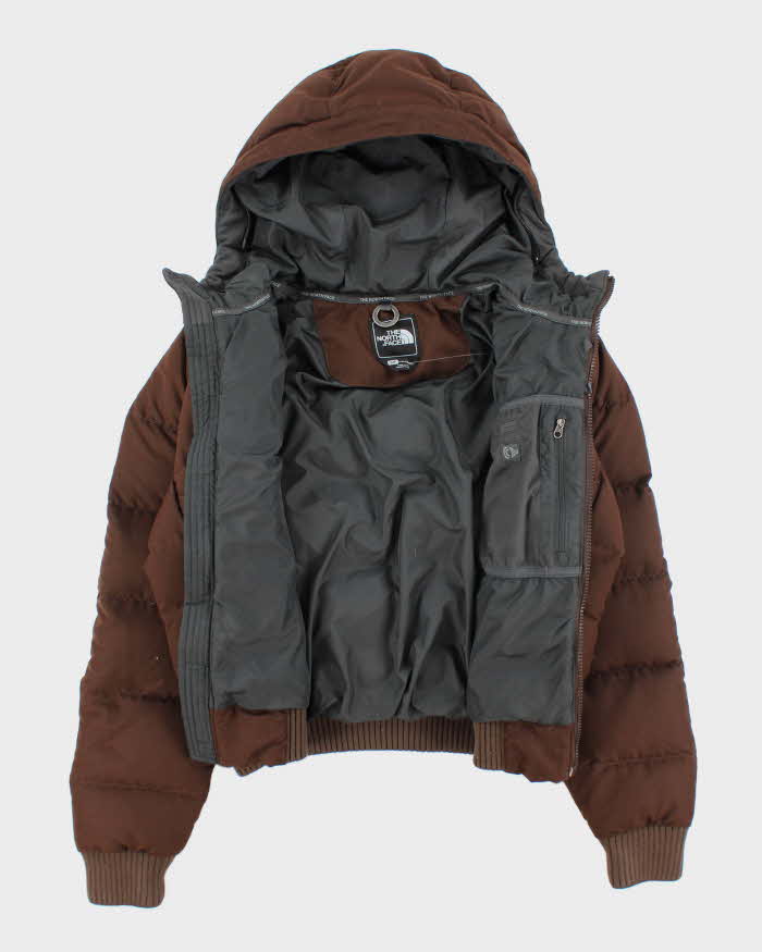 The North Face Brown Hooded Cropped Puffer Jacket - S
