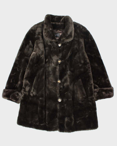 Vintage Y2k 00s Sequence Faux Fur Coat - L
