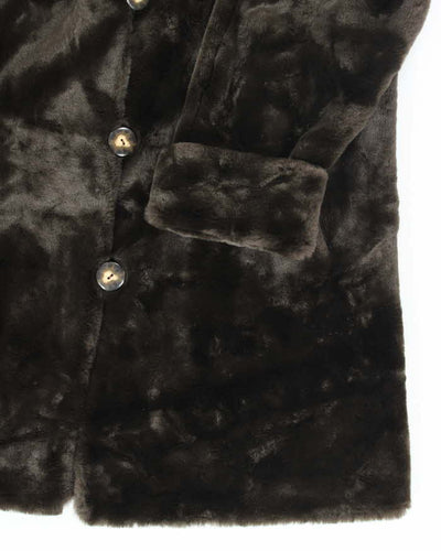 Vintage Y2k 00s Sequence Faux Fur Coat - L
