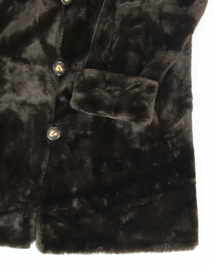 Vintage Y2k 00s Sequence Faux Fur Coat - L