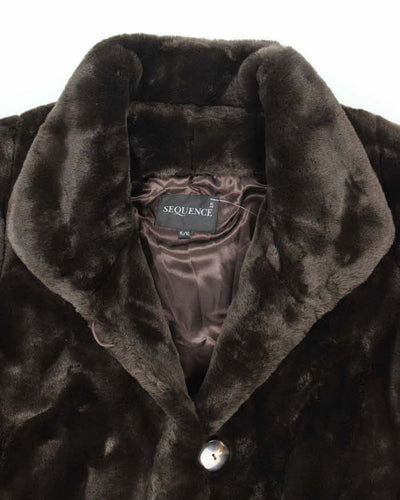 Vintage Y2k 00s Sequence Faux Fur Coat - L