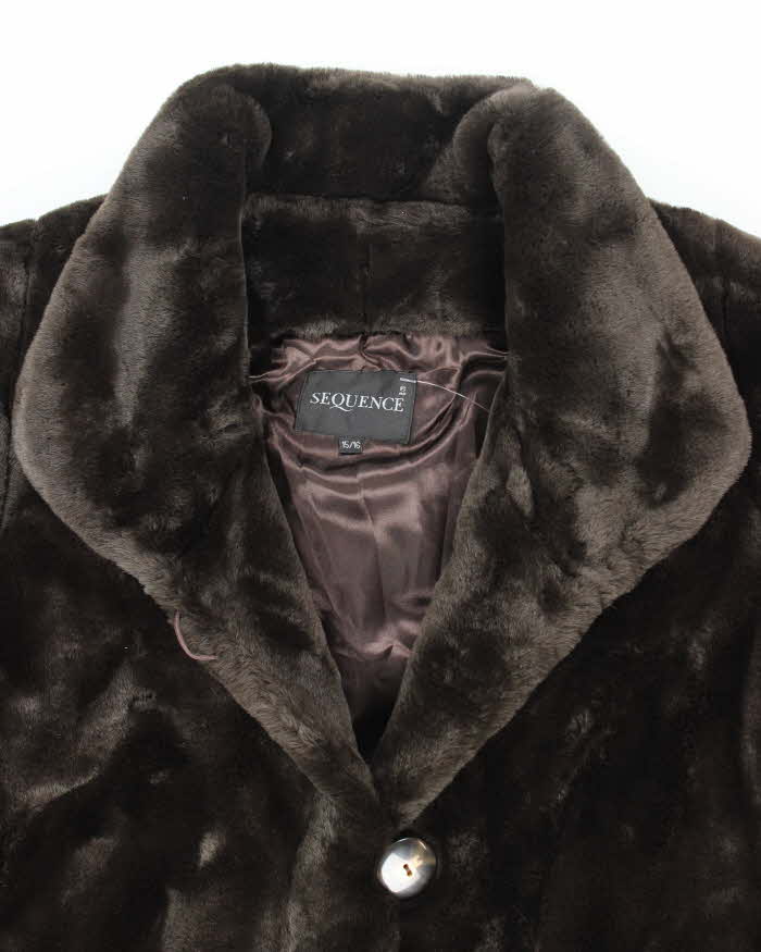 Vintage Y2k 00s Sequence Faux Fur Coat - L