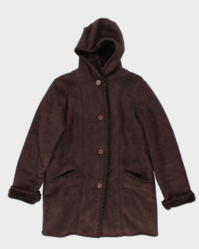 Vintage Beechers Brook Faux Suede Hooded Coat - L